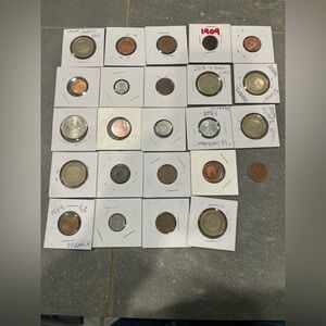 24 Foreign Coins Lot From Estate Collection As Pictured